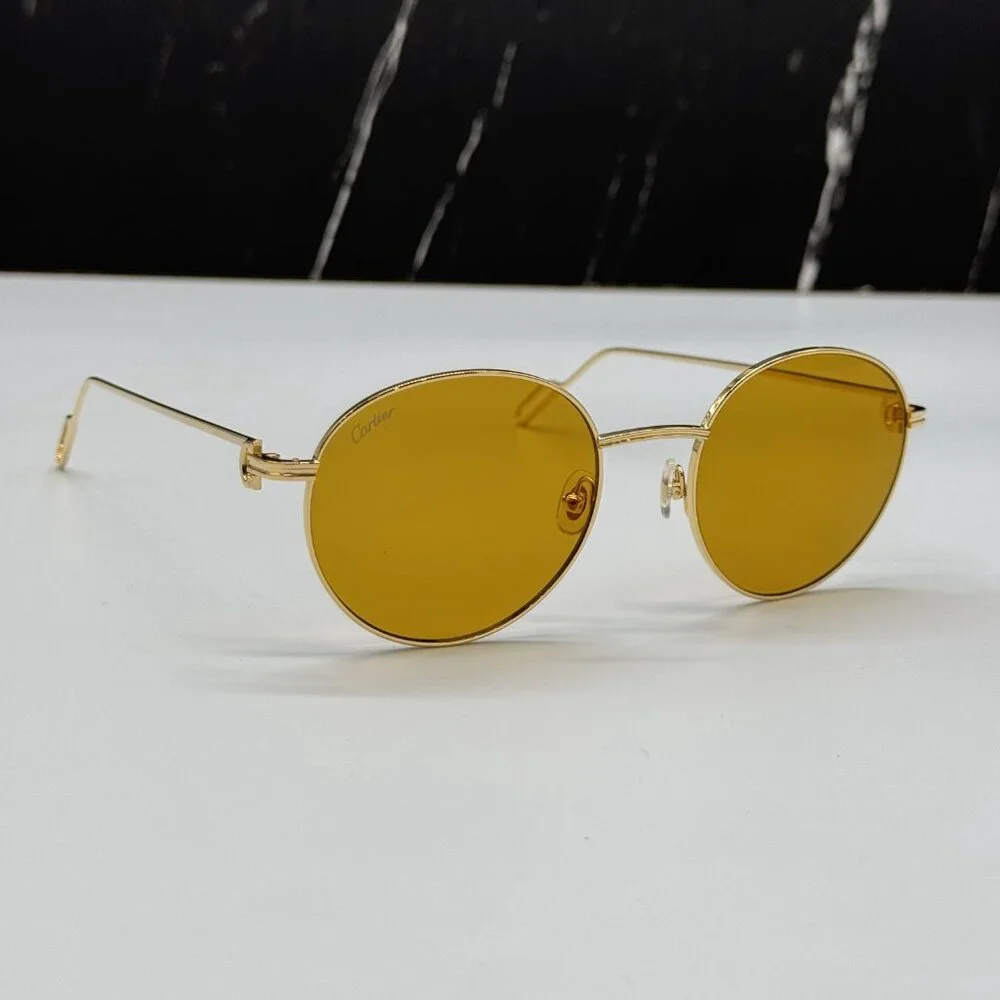 NEW CARTIER CT0249S 004 UNISEX GOLD ROUND SUNGLASSES CARTIER CT0249S - Picture 4 of 11